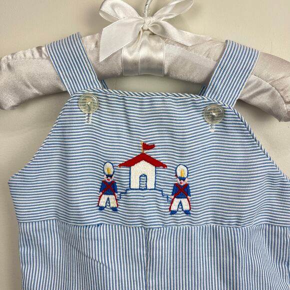 Vintage Blue Striped Guard House Overalls 0-3 Months - Picture 2 of 8